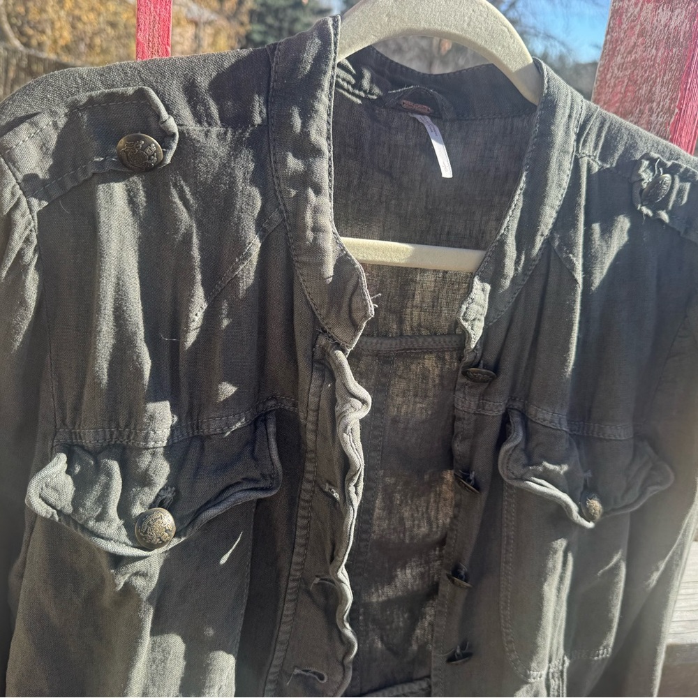 Free People Olive Military style Jacket - Picture 7 of 9